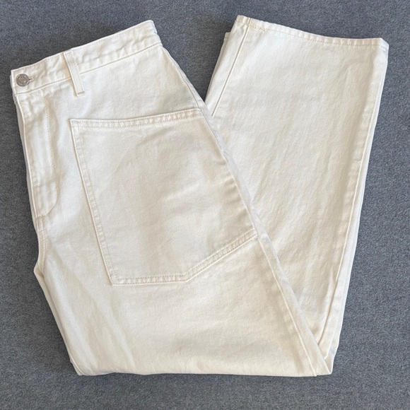 Nili Lotan Shon Denim Barrel Leg Tapered Crop Jean Pant - Size 29 Cream - Picture 2 of 16